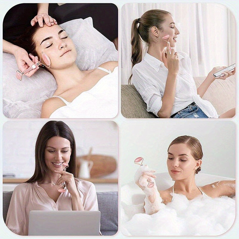 1 Set Pink Resin Gua Sha Scraping Massage Tools and Face Roller - Manual Relaxation Kit, Unscented, No Electricity or Batteries Required, Ideal for Physical & Mental Wellness, Massage Relaxation Tools|Stylish Relaxation Tools