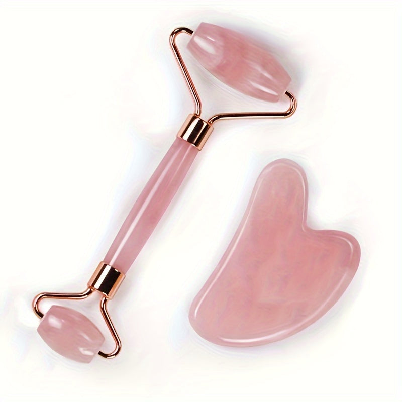 1 Set Pink Resin Gua Sha Scraping Massage Tools and Face Roller - Manual Relaxation Kit, Unscented, No Electricity or Batteries Required, Ideal for Physical & Mental Wellness, Massage Relaxation Tools|Stylish Relaxation Tools