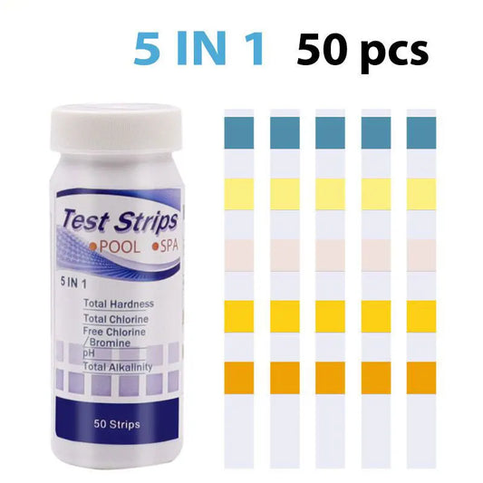 Bottled 5 in 1  PH Test Strips Multipurpose  SPA Swimming Pool Water Tester Paper Hardness Tool 50pcs Ph Tester Water Tester