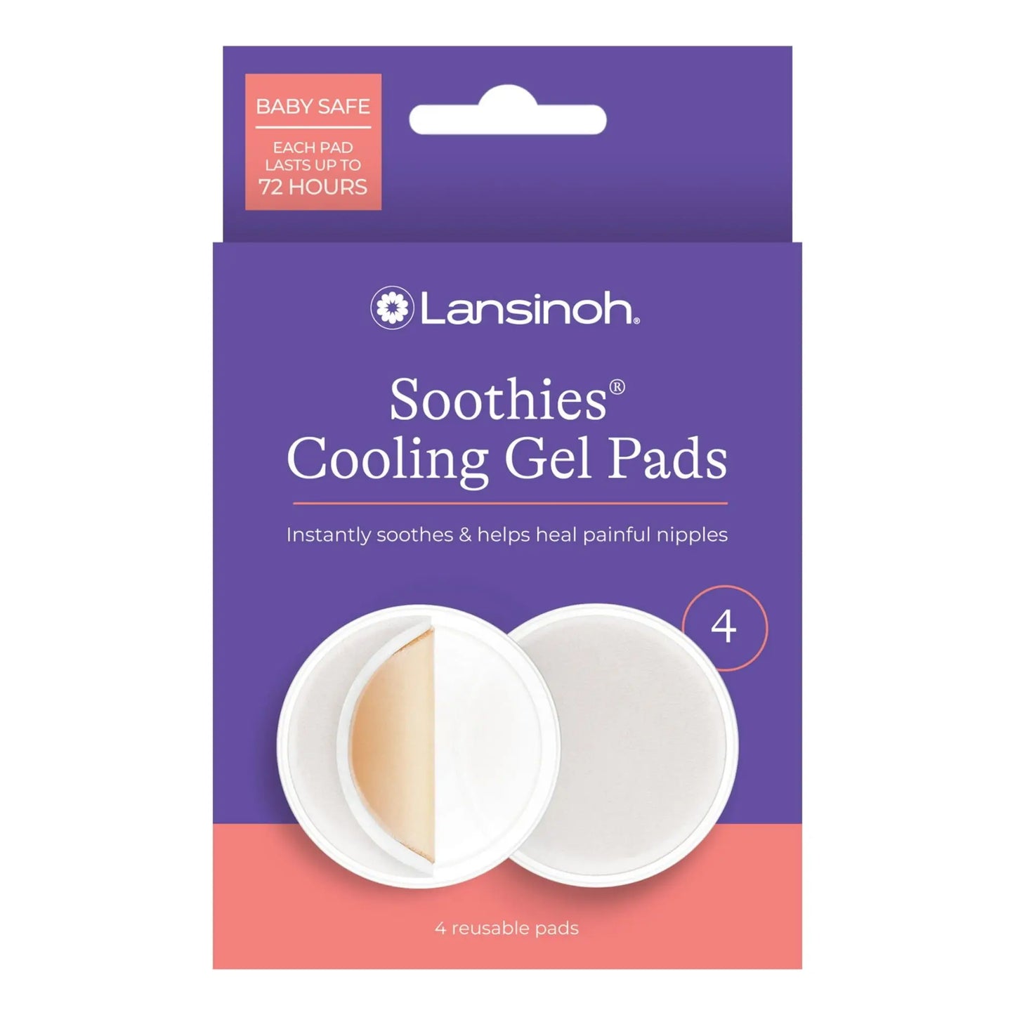 Lansinoh Soothies 4 Count Reusable Cooling Gel Pads Comfortable Relief for Sore Nipples Nursing Pads for Breastfeeding Moms